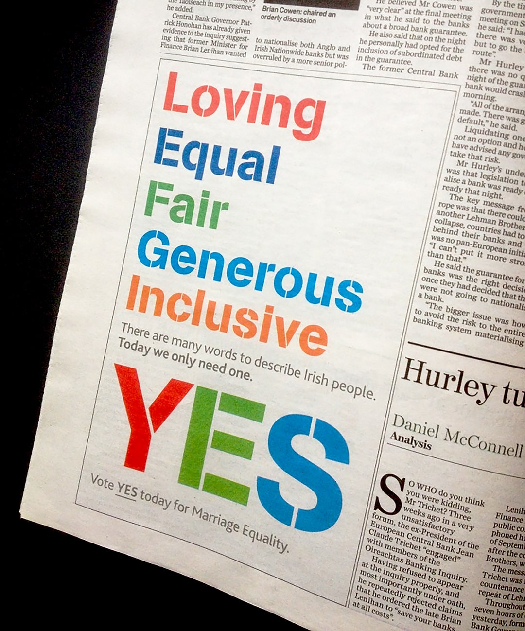 Yes Equality newspaper advert